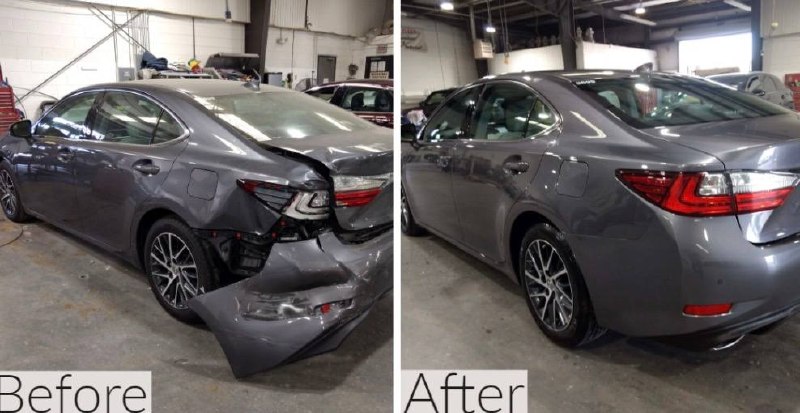 Lexus ES collision repair before and after