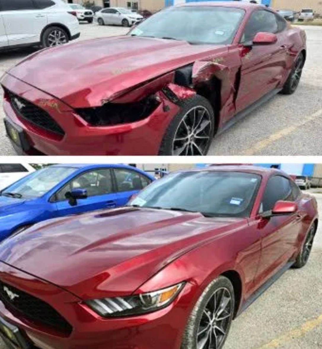 Ford Mustang collision repair before and after